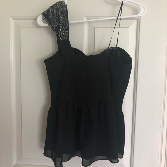 Black peplum bustier with bead work on shoulder - Picture 5 of 5